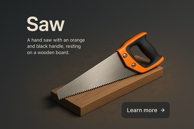 Realistic 3D Scene of a Hand Saw on Wood