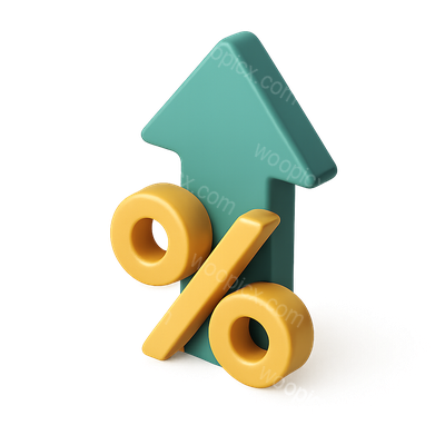 Stylish 3D Arrow Icon with Percentages