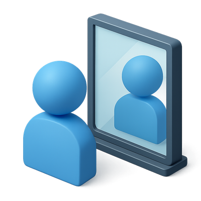 3D Icon of Mirror Twins with Volumetric Design