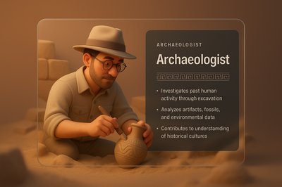 3D Illustration of an Archaeologist Engaging in Excavation Work