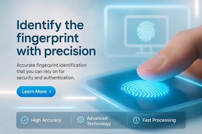 Neon Accents Landing Page Design with Fingerprint Theme