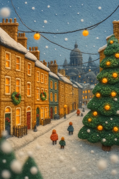Whimsical Woolen Street Scene in Edinburgh