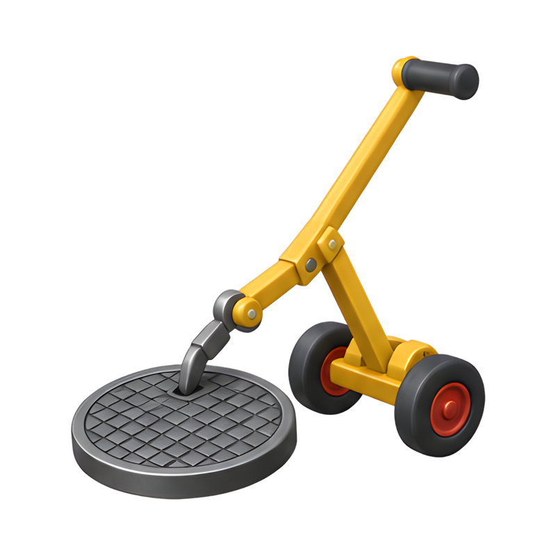 Manhole cover lifter lever cart