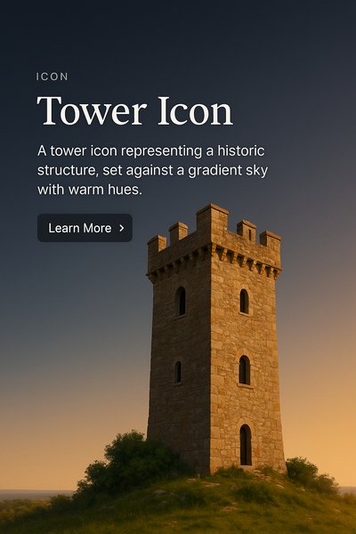 Stylish Tower Icon Against Gradient Sky