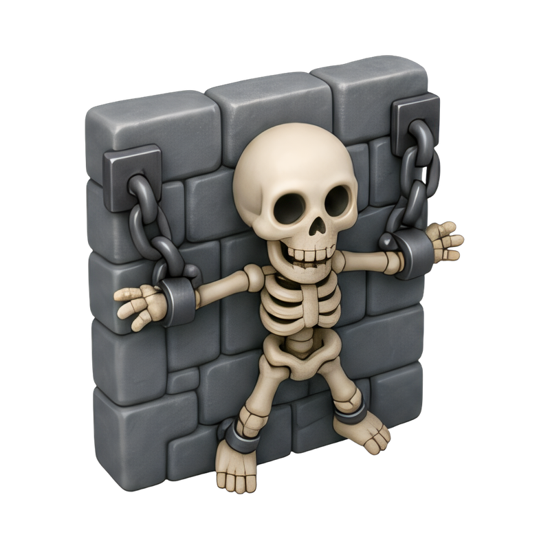 skeletons on a brick wall