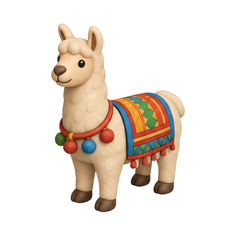 Peruvian llama with colorful blanket