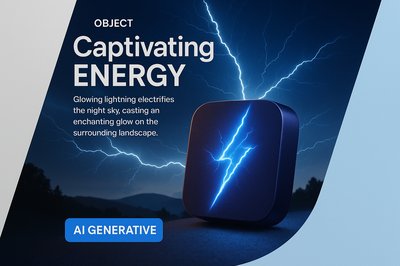 Electrifying Nightscape with Glowing Lightning and AI Generative