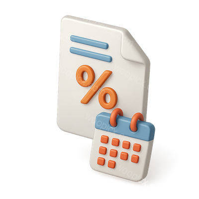 3D Report Icon with Percentage and Calendar Design