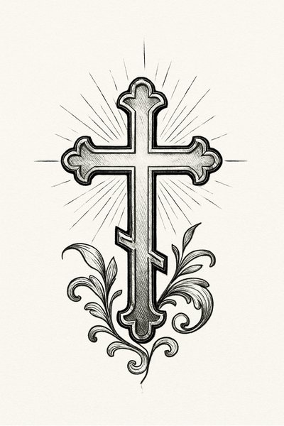 Intricate Cross Design with Decorative Elements