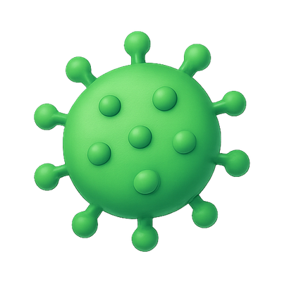 3D Representation of a Virus Icon in Green