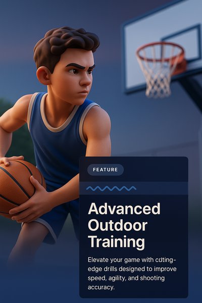 Dynamic 3D Basketball Illustration Featuring Young Player Outdoors