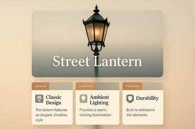 Stylish Street Lantern Design with Informative Blocks