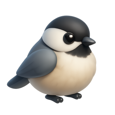 3D Chickadee Icon with Volumetric Style