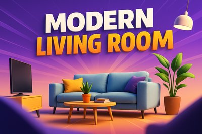 Vibrant Modern Living Room with Dynamic Elements