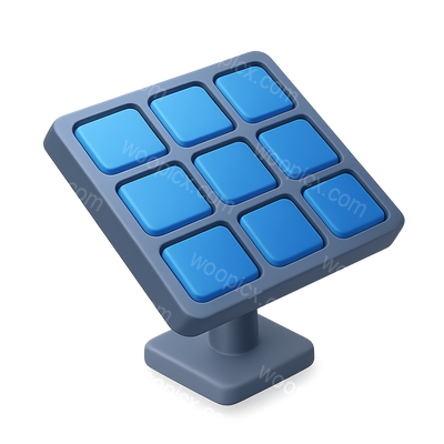 Stylish 3D Solar Panel Icon with Isometric Design