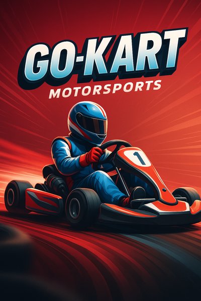 Dynamic Go-Kart Racing Illustration with Bold Design