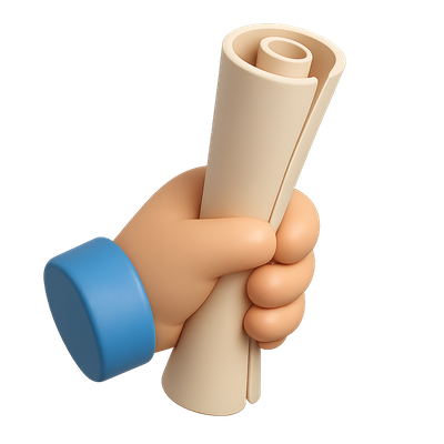 3D Rolled Paper Icon in Hand with Volumetric Feel