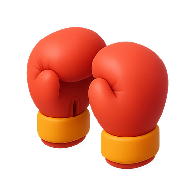 Stylized Red Boxing Gloves with Yellow Straps