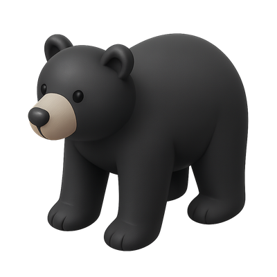 Cute Cartoon Black Bear Character Illustration