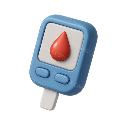 3D Blood Sugar Monitor Icon in Isometric View