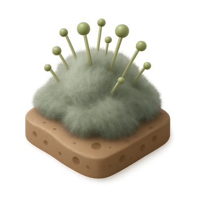 3D Mold Icon with Fuzzy Growth in Isometric View