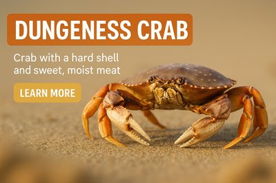 Dungeness Crab Featuring Informative Text Overlay
