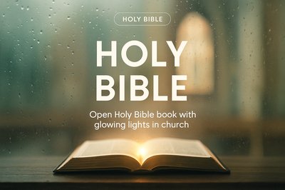 Softly Glowing Holy Bible in Church Setting