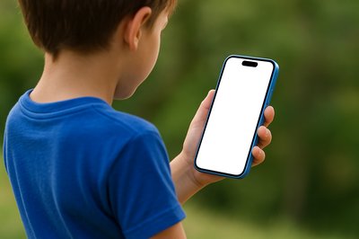Boy Holding a Blue Phone in Dynamic Shot