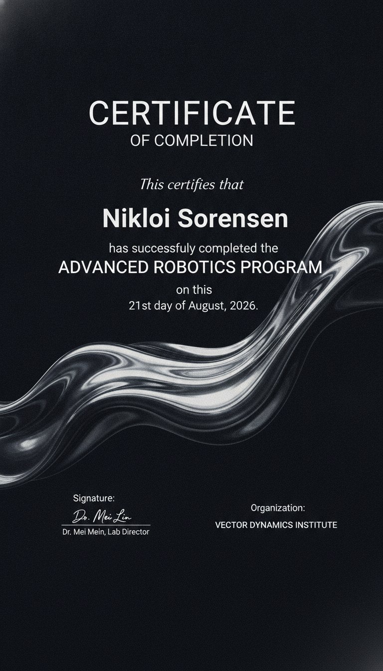 Elegant certificate of completion