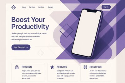 Futuristic Purple Phone in Levitation with Neon Elements