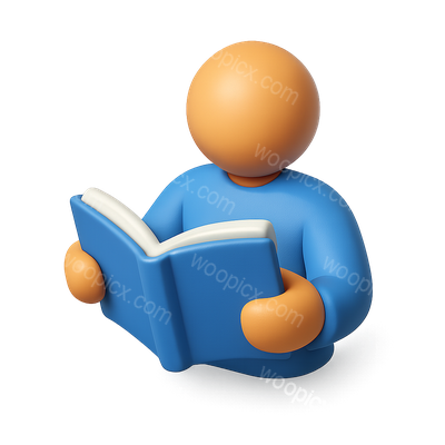 3D Icon of a Person Holding an Open Book in Isometric Style