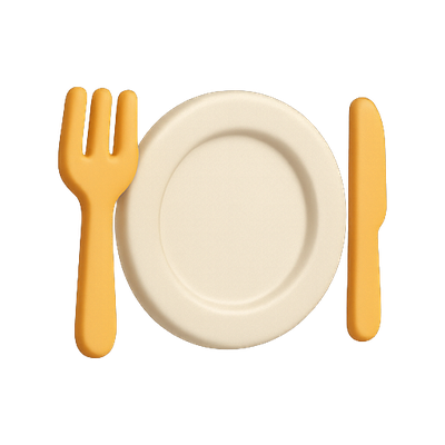 Minimalist Table Setting Illustration with Fork, Knife, and Plate