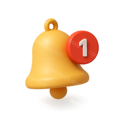 3D Notification Bell Icon with Number Badge