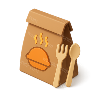Stylized 3D Food Delivery Icon with Utensils