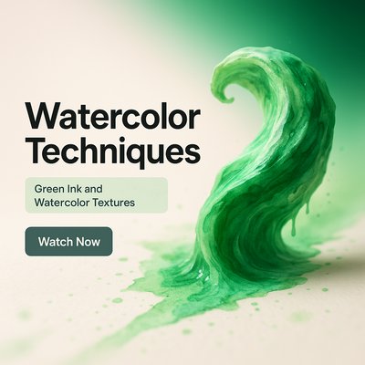 Artistic Promotional Graphic for Watercolor Techniques