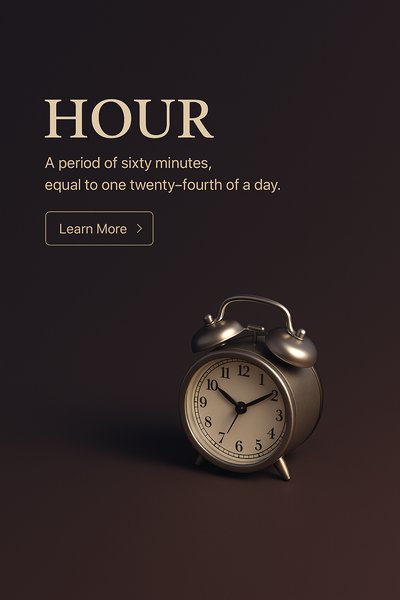 Stylish 3D Clock Scene with Elegant Typography
