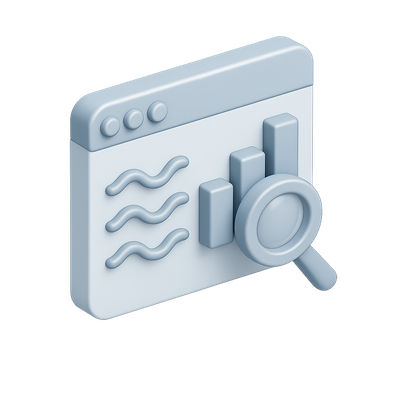 3D Protocol Decoder Icon with Graph and Magnifying Glass