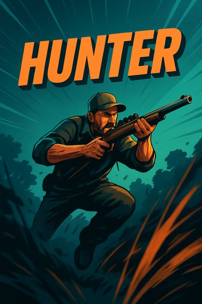 Dynamic Hunter in Action - Bold Illustration