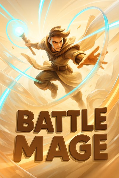 Dynamic Battle Mage in Neon Light with Luminous Effects
