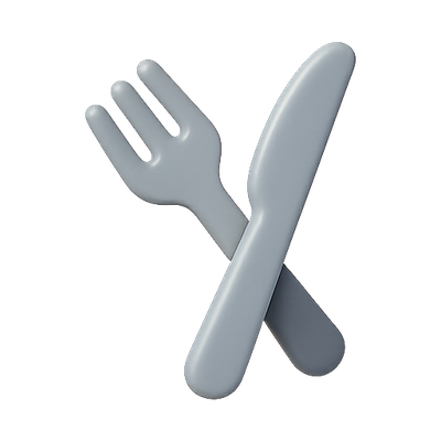 Minimalistic Fork and Knife Icon Representation
