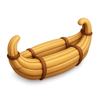 Stylized 3D Icon of a Reed Boat in Isometric View