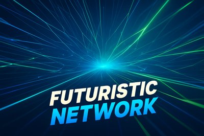 Dynamic Blue and Green Lines in a Futuristic Network Design
