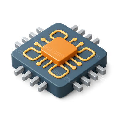 Stylish 3D SoC Icon with Isometric View