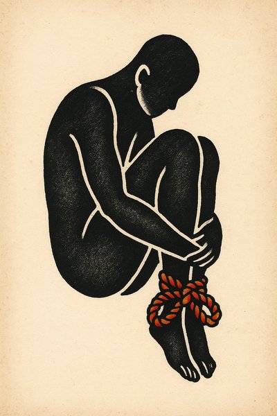 Artistic Tattoo Design of Bound Silhouette Figure