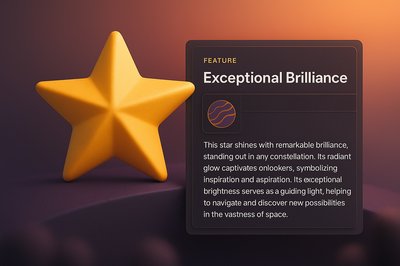 3D Illustration of a Star with Feature Block