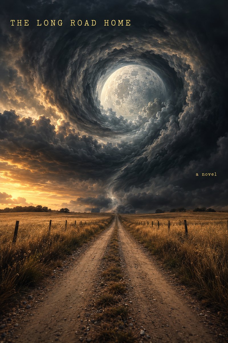 Lonely road with swirling vortex