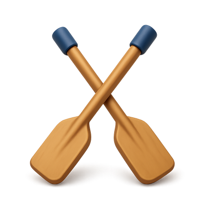 Stylish 3D Rowing Oars Icon with Isometric Design