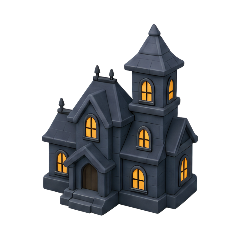 Spooky haunted mansion exterior