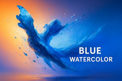 Vibrant Blue Watercolor Splash Artwork