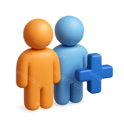 3D People Icon Featuring Two Colorful Figures